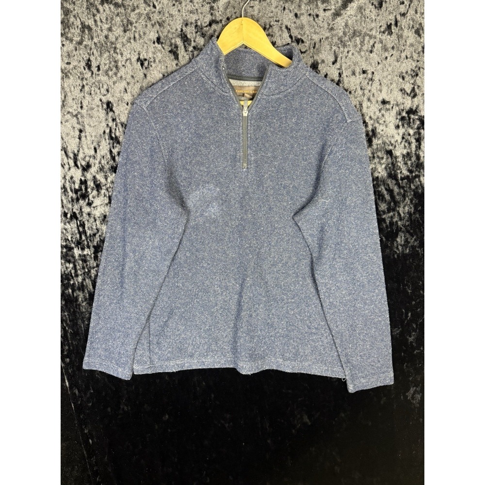 Fairlane & Sons‎ 1/4 Zip Sweater Pullover Mens M Blue Textured Knit Modern